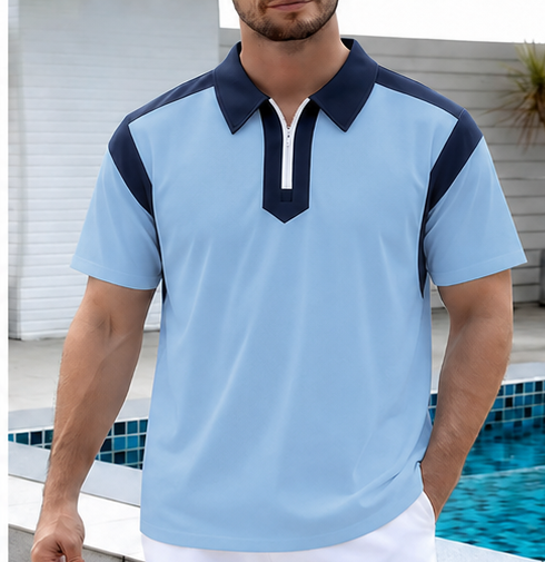 Seasonal Clearance Sale🔥10-PackOnly $29.99 Men's Color-Block Zip Polo