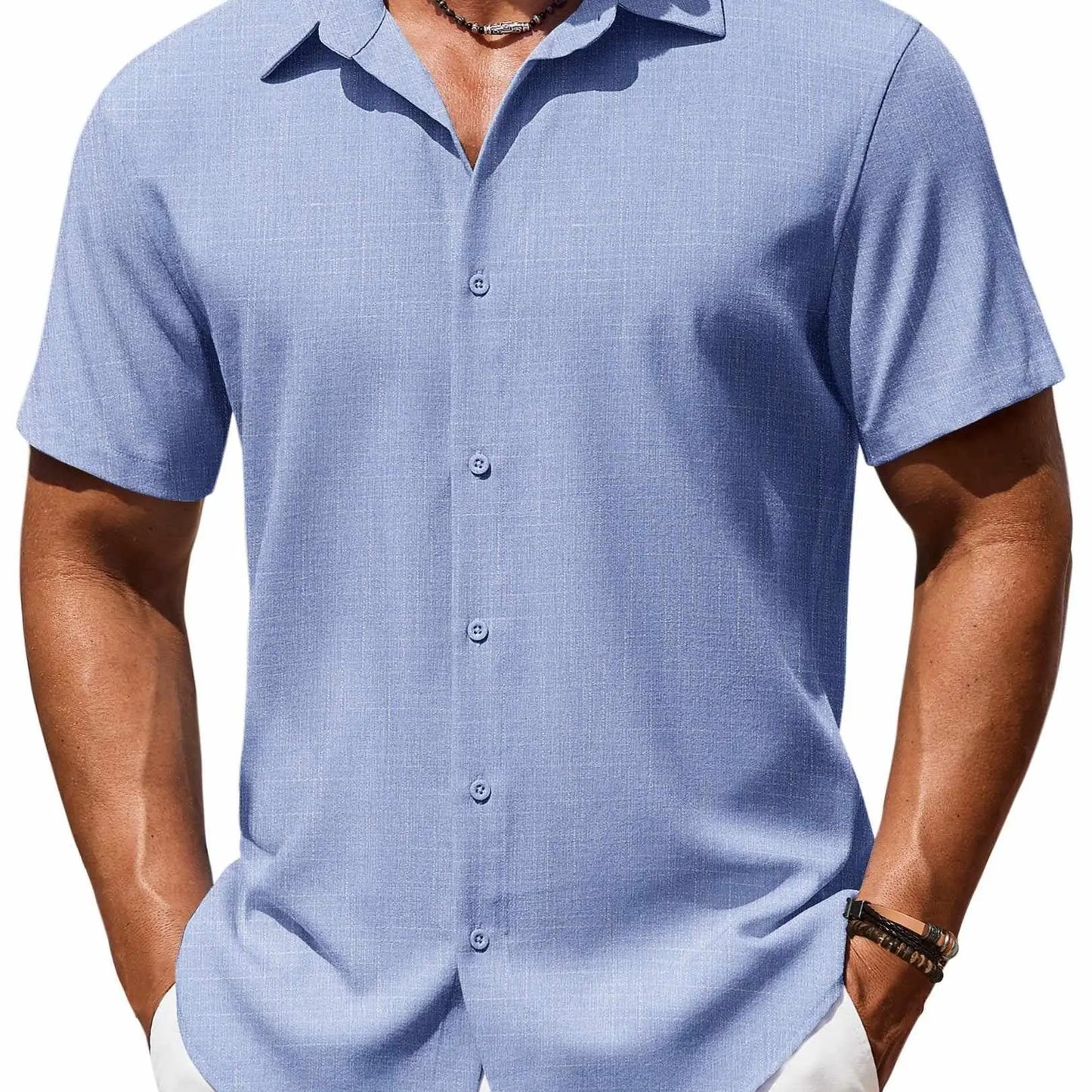 Men's Casual Short Sleeve Linen Shirt