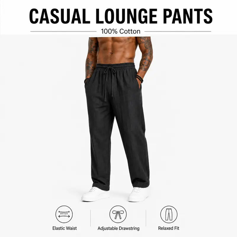 Cotton Lounge Pants for Men – 5 Colors, Soft & Relaxed Fit