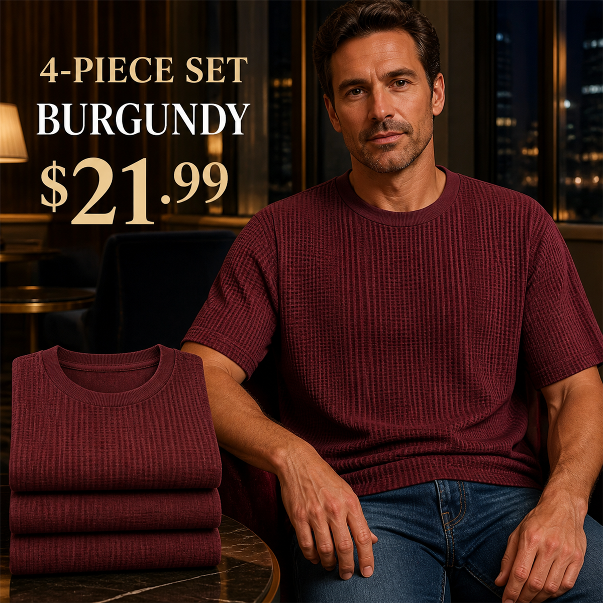 FINAL CLEARANCE - 8-Pack Only $36.99 - Men's Relaxed Textured Crewneck Short-Sleeve T-Shirt