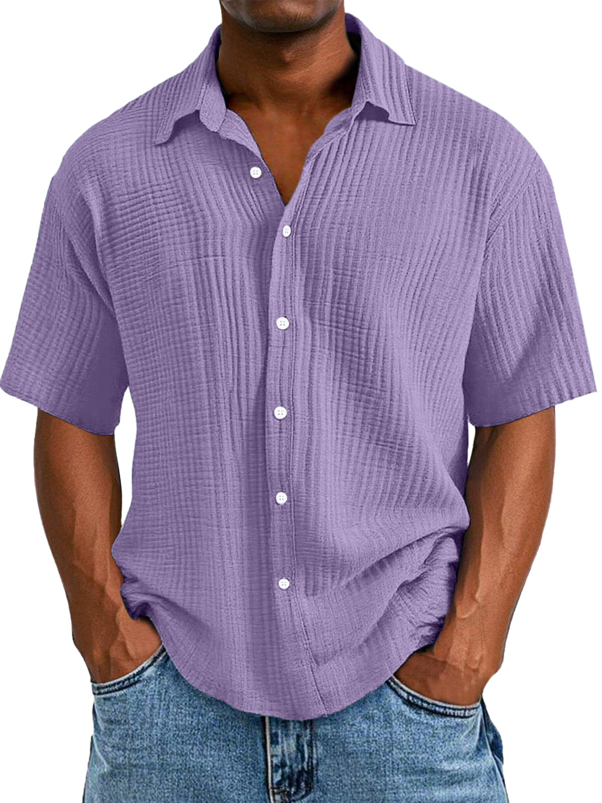 CLEARANCE🔥 Men's Casual Loose And Comfortable Textured Short-sleeved Shirt