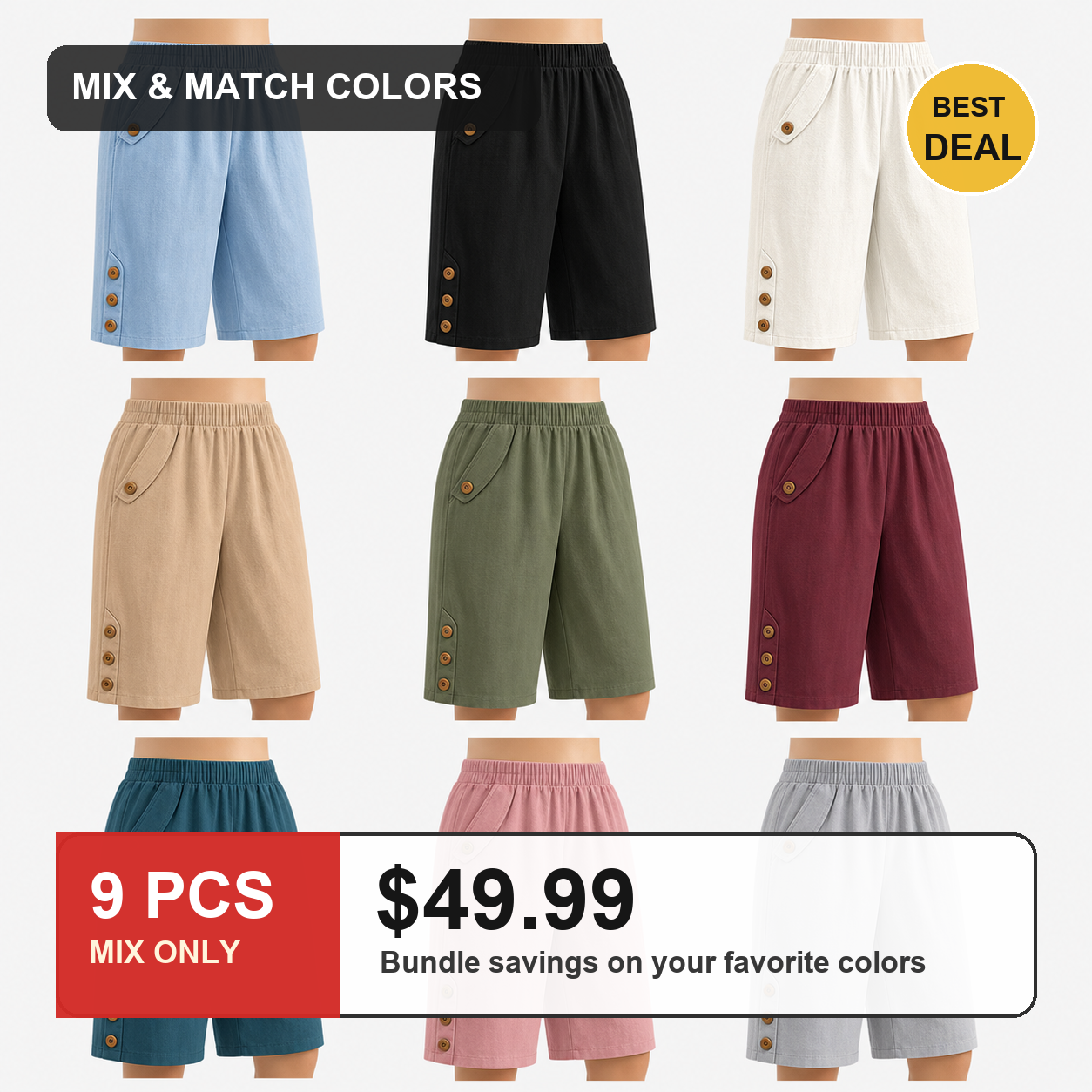 🔥CLEARANCE SALE🔥 Elastic-Waist Bermuda Shorts