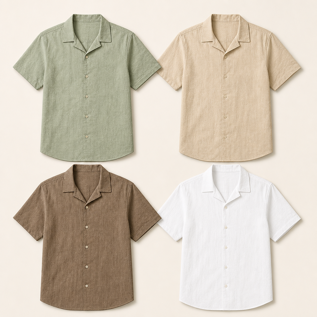 Men’s Textured Short Sleeve Button-Up Shirt