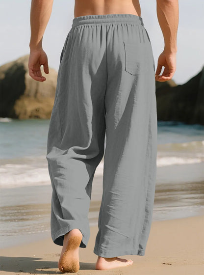 ⚡FINAL SALE⚡ Breathable Linen Pants for Men – Wide Leg Lounge Trousers with Elastic Waist