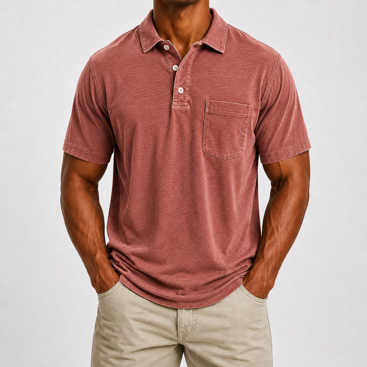 ☀️Limited Deal 8-Pack Men's Washed Cotton Blend Pocket Polo Shirts, Lightweight Breathable 3-Button Relaxed Fit