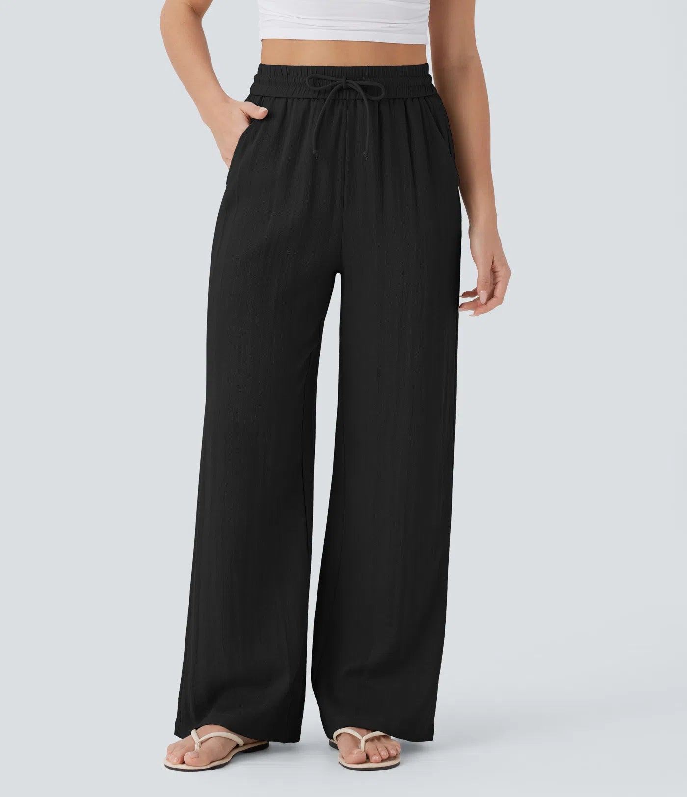 ⏰Clearance Sale⚡16 Pack only $38⚡High Waisted Drawstring Pocket Wide Leg Casual Linen-Feel Pants16 Pack for $38⚡High Waisted Drawstring Pocket Wide Leg Casual Linen-Feel Pants