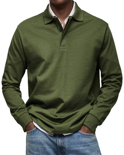 CLEARANCE🔥 Men's Everyday Comfort Lapel Button Casual Long Sleeve POLO Shirt
