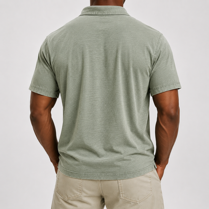Limited Deal 8-Pack Men's Washed Cotton Blend Pocket Polo Shirts, Lightweight Breathable 3-Button Relaxed Fit