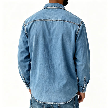 ⚡10 Pack for $32.99⚡ Men's Vintage Washed Cotton Denim Shirt