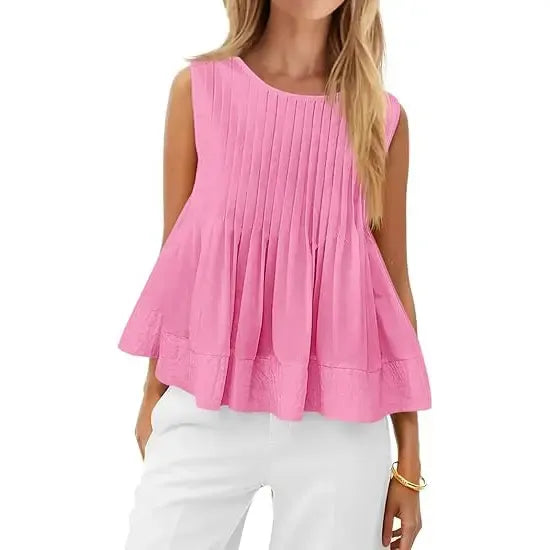 ⚡FINAL SALE⚡ Women's Pleated Babydoll Tank Tops Summer Peplum