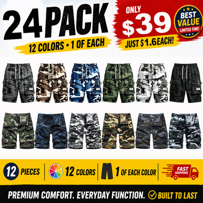 ❀12 Pack for $29⚡- Men's Camouflage Cargo Shorts