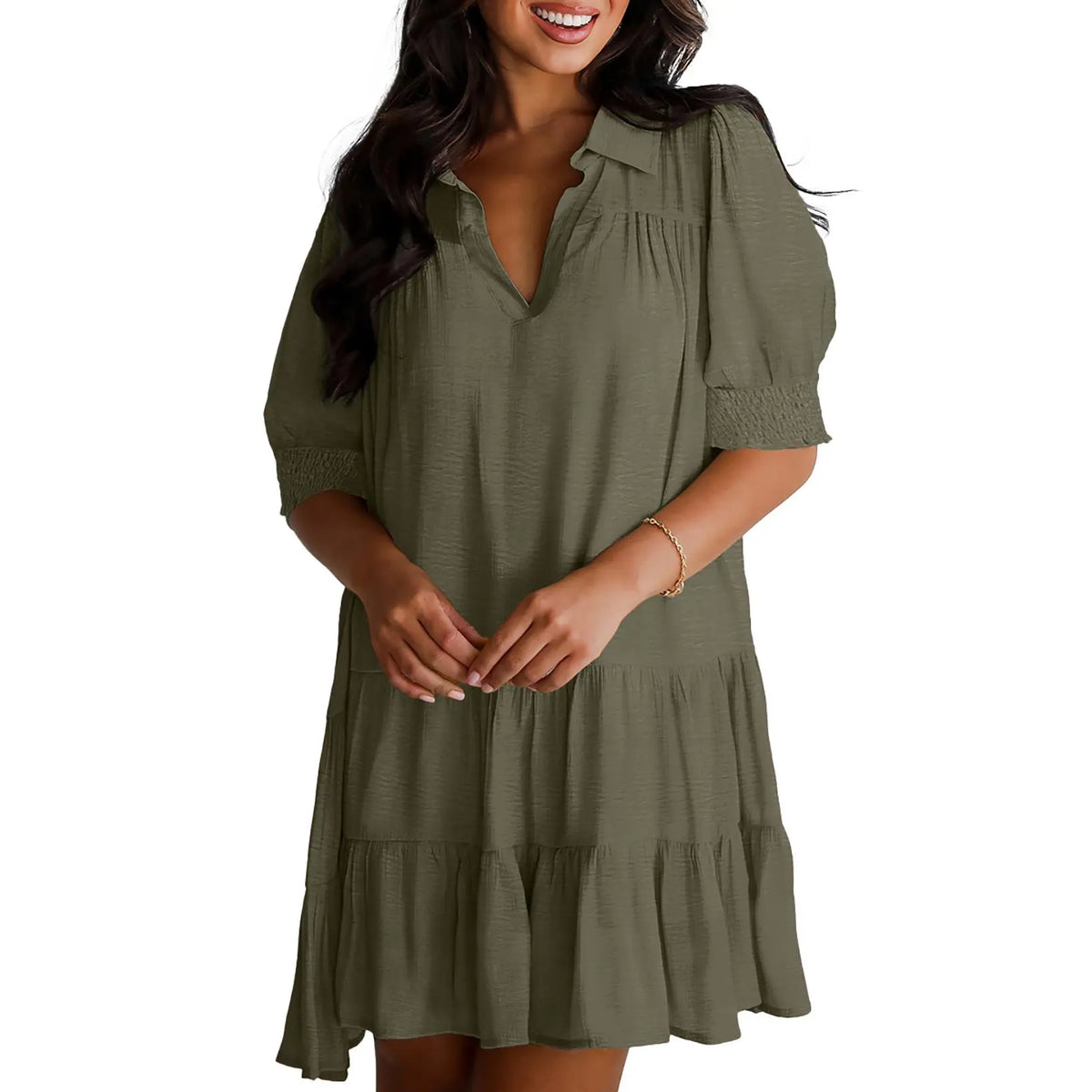 Dokotoo Women's Pleated Midi Summer Dress - V Neck