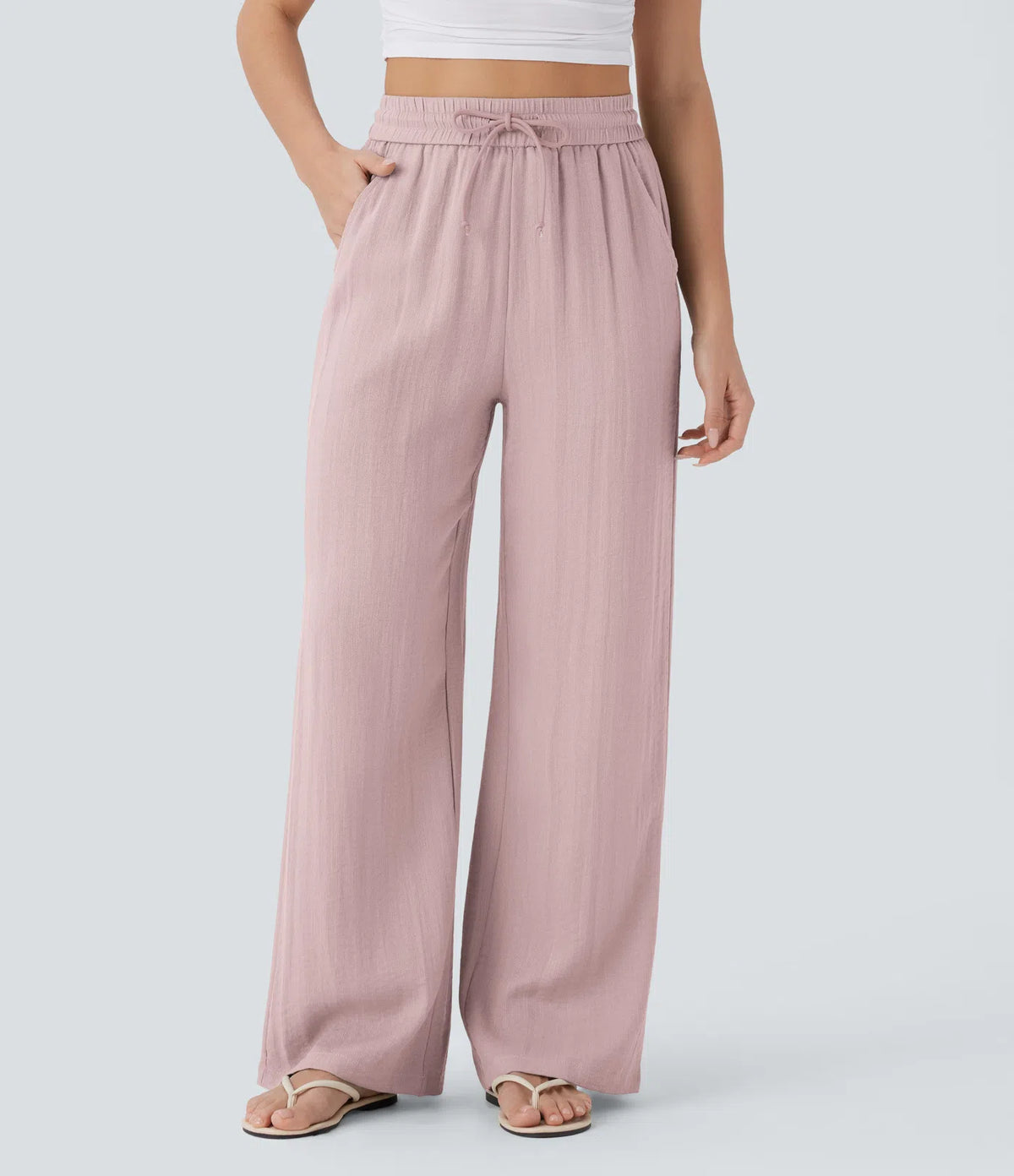 ⏰Clearance Sale⚡16 Pack only $38⚡High Waisted Drawstring Pocket Wide Leg Casual Linen-Feel Pants16 Pack for $38⚡High Waisted Drawstring Pocket Wide Leg Casual Linen-Feel Pants