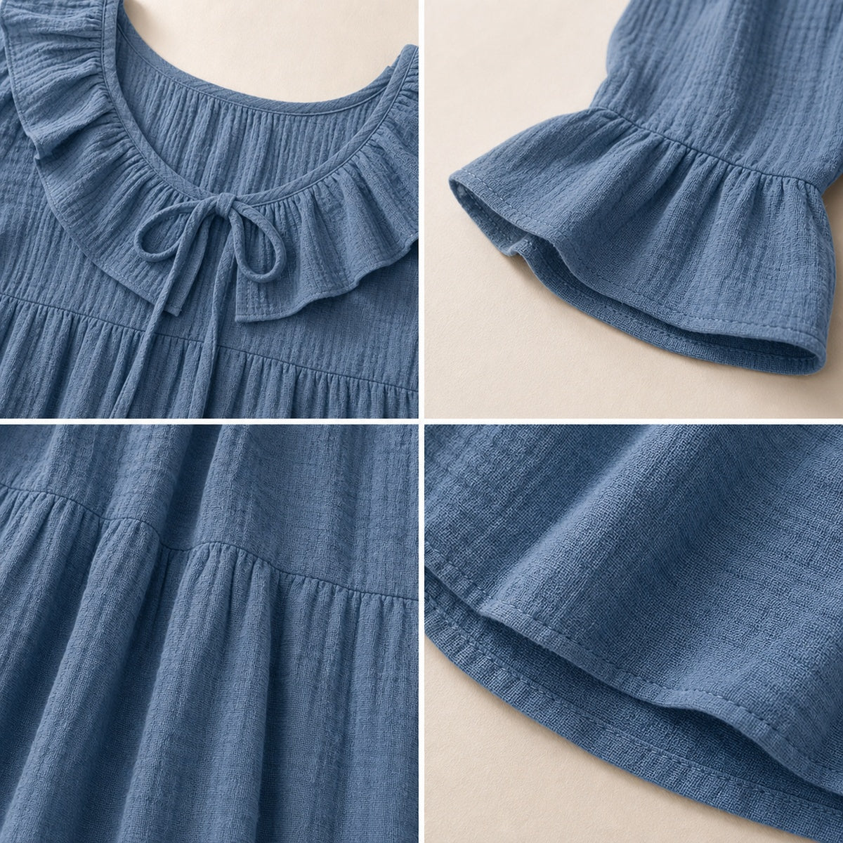 Women's Ruffle Tie-Neck Gauze Tunic Blouse