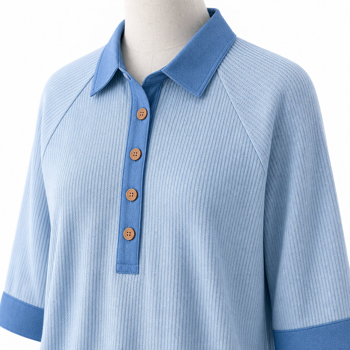 Women's Textured Three-Quarter Sleeve Polo Tunic