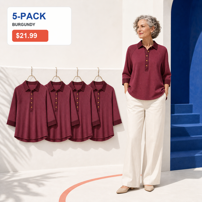 Women's Textured Three-Quarter Sleeve Polo Tunic
