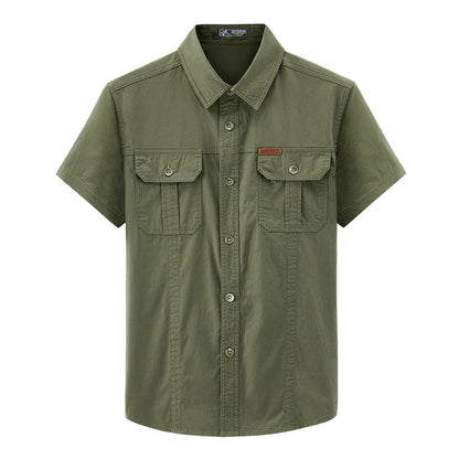 Mens Tactical Cargo Shirt | Lightweight Utility Button-Up Summer Shirt