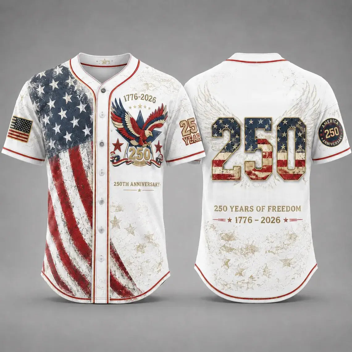 USA 250th Anniversary Baseball Jersey 3-Pack – Patriotic Eagle Edition
