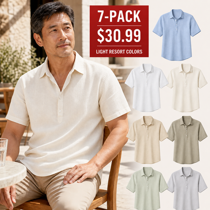 ⏰Clearance Sale⚡28-Pack Only $46.99⚡Men’s Relaxed-Fit Linen Shirt – Short & Long Sleeve