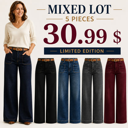 ⏰Clearance Sale⚡10-Pack for €38.99⚡Women’s Wide-Leg Jeans with Patch Pockets & Relaxed Fit