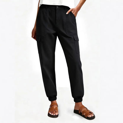 ⚡FINAL SALE⚡ Lightweight Cotton-Blend Cargo Joggers for Women – Elastic Cuff Utility Pants