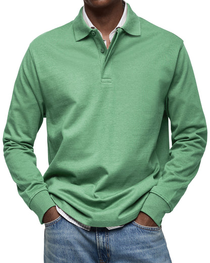 CLEARANCE🔥 Men's Everyday Comfort Lapel Button Casual Long Sleeve POLO Shirt