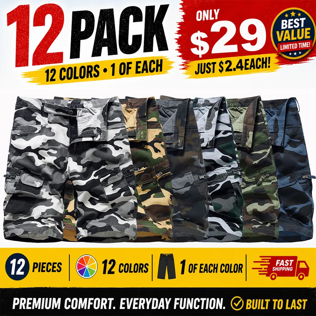 ❀12 Pack for $29⚡- Men's Camouflage Cargo Shorts