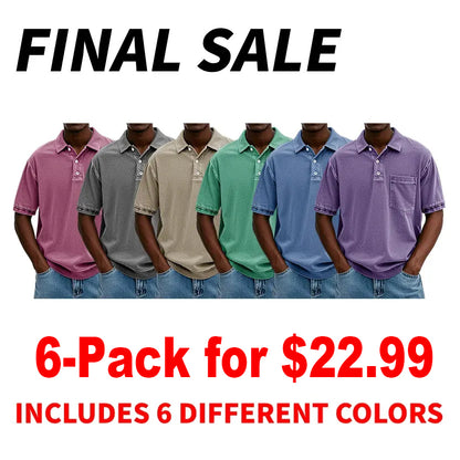 Clearance Sale⚡20-Pack Only $32.99⚡Men's Retro Distressed Lapel Short-sleeved Pocket Polo Shirt