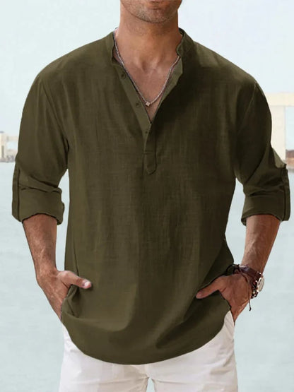 ⏰🎉Seasonal clearance — 13-pack for $29 👔Men's Cotton Linen Casual Long Sleeve Shirt