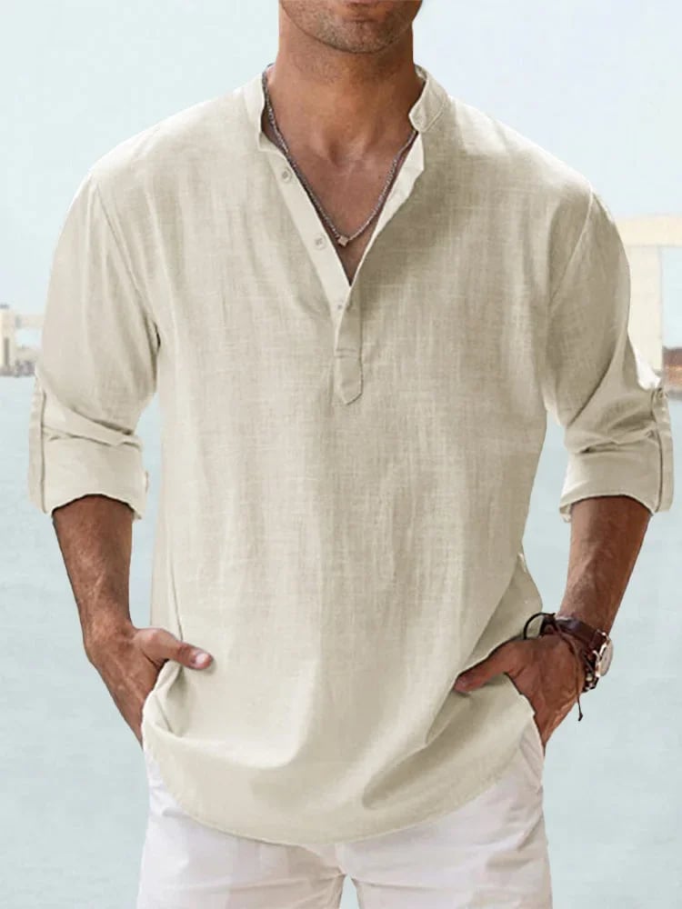⏰🎉Seasonal clearance — 13-pack for $29 👔Men's Cotton Linen Casual Long Sleeve Shirt