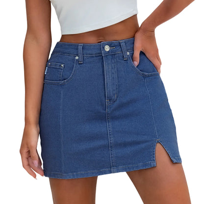 Genleck Women's High-Waisted Denim Skort with Shorts