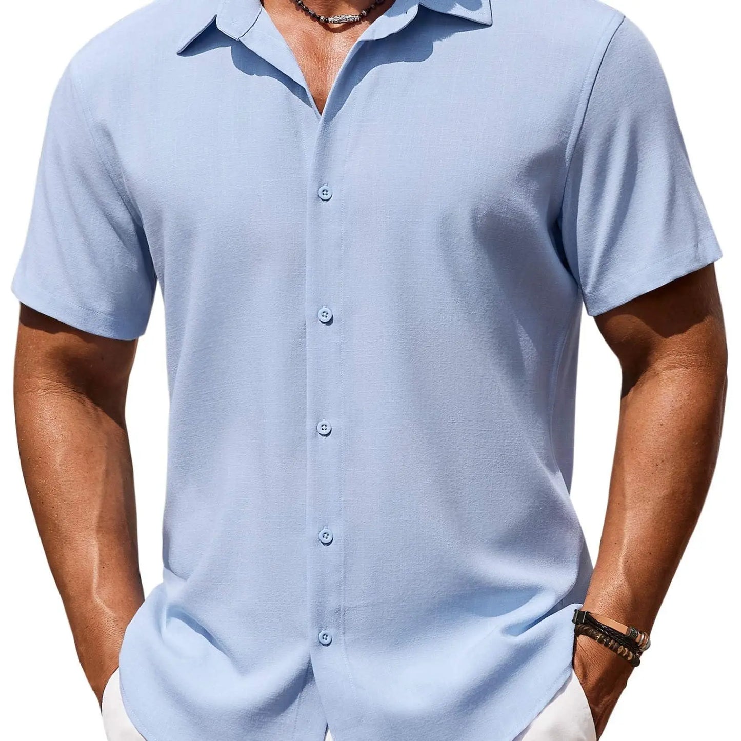 Men's Casual Short Sleeve Linen Shirt
