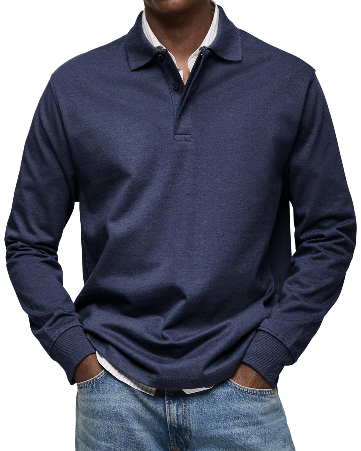 CLEARANCE🔥 Men's Everyday Comfort Lapel Button Casual Long Sleeve POLO Shirt