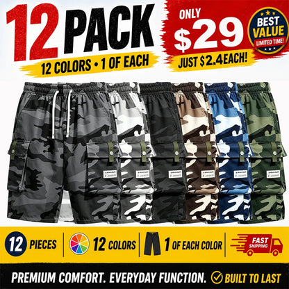 ❀12 Pack for $29⚡- Men's Camouflage Cargo Shorts
