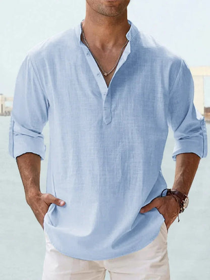 ⏰🎉Seasonal clearance — 13-pack for $29 👔Men's Cotton Linen Casual Long Sleeve Shirt
