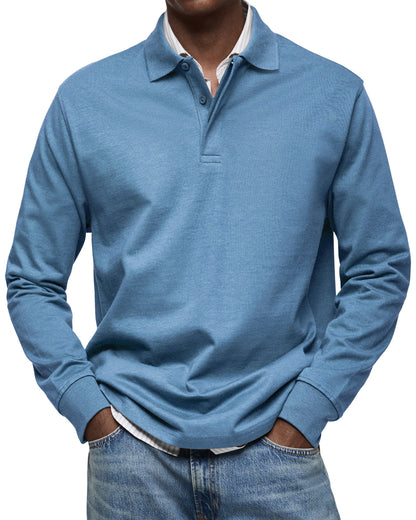 CLEARANCE🔥 Men's Everyday Comfort Lapel Button Casual Long Sleeve POLO Shirt