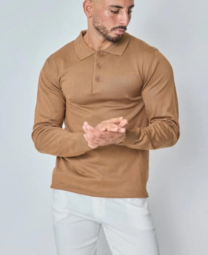 CLEARANCE🔥 Men's Casual and Comfortable Solid Color Lapel Long Sleeve POLO Shirt