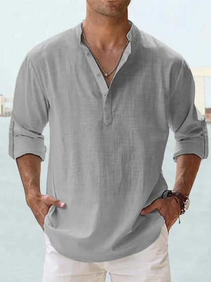 ⏰🎉Seasonal clearance — 13-pack for $29 👔Men's Cotton Linen Casual Long Sleeve Shirt
