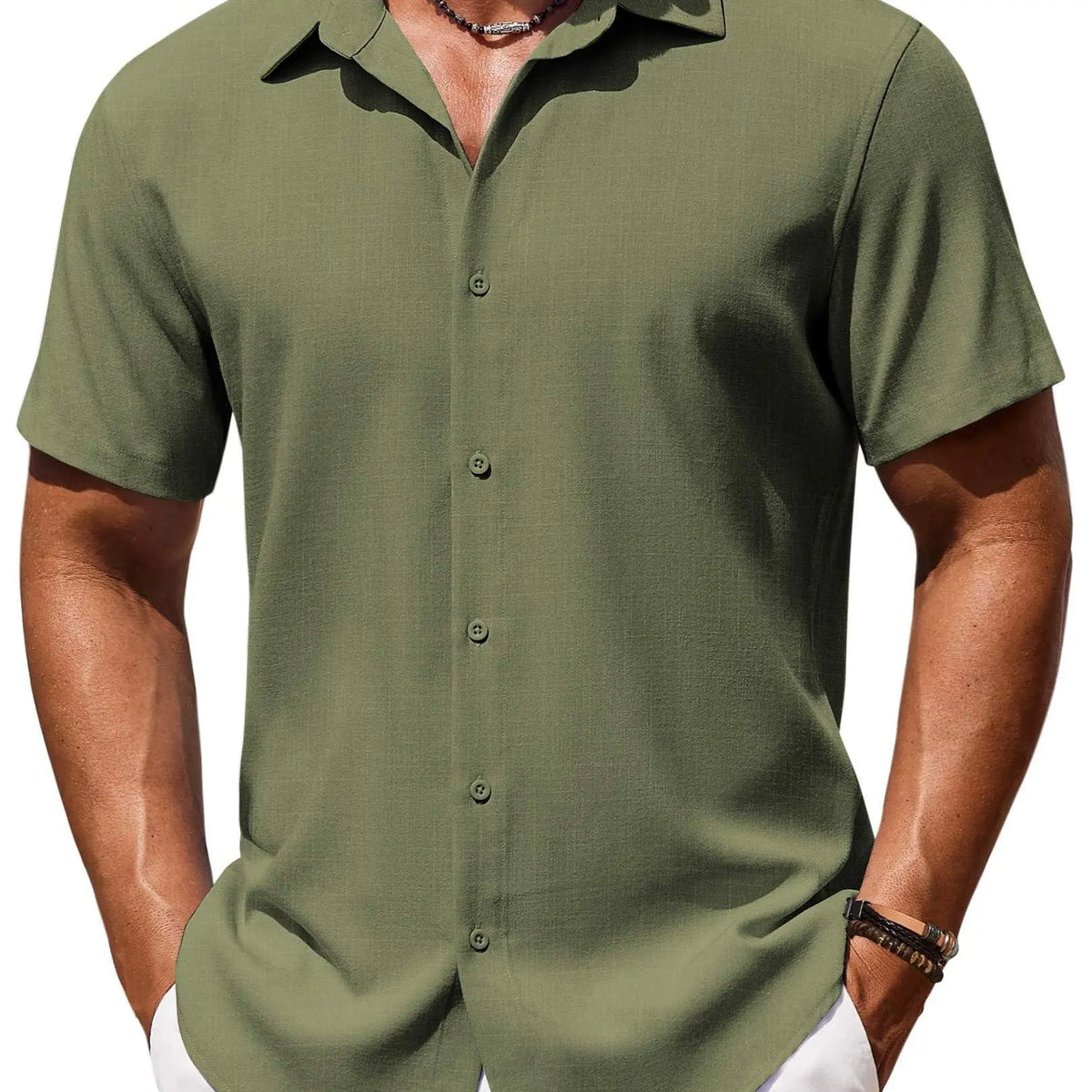Men's Casual Short Sleeve Linen Shirt