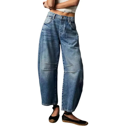 ⏰ Barrel Jeans⏰ - Women Wide Leg Cropped Jeans