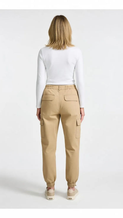 ⚡FINAL SALE⚡ Lightweight Cotton-Blend Cargo Joggers for Women – Elastic Cuff Utility Pants