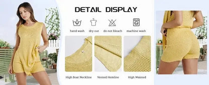 Sleeveless Sweater & Shorts Set for Women
