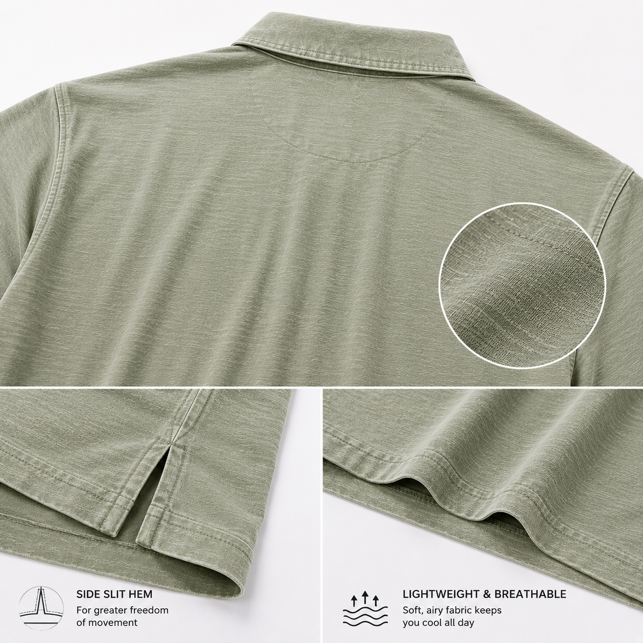 ☀️Limited Deal 8-Pack Men's Washed Cotton Blend Pocket Polo Shirts, Lightweight Breathable 3-Button Relaxed Fit