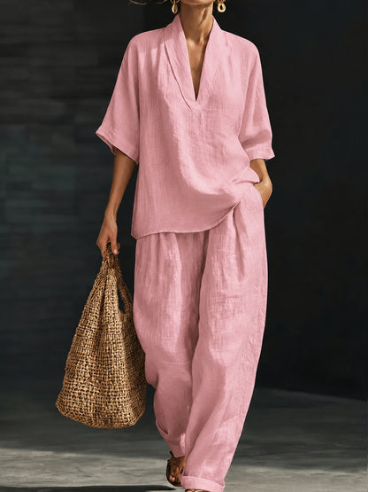 Casual And Cozy Minimalist Linen Two-piece Set⏰Warehouse Clearance⚡10-Pack Only $34.99⚡