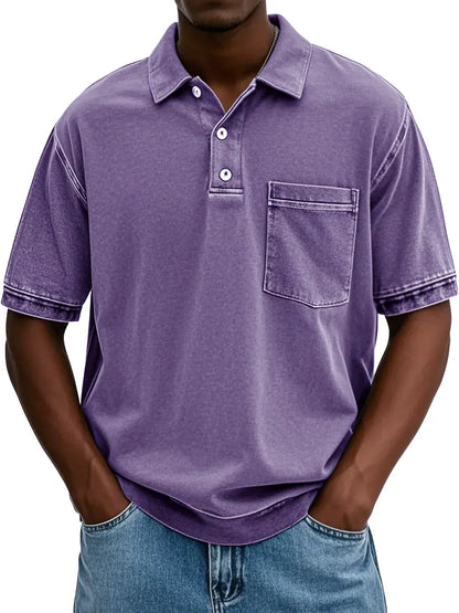 Clearance Sale⚡20-Pack Only $32.99⚡Men's Retro Distressed Lapel Short-sleeved Pocket Polo Shirt