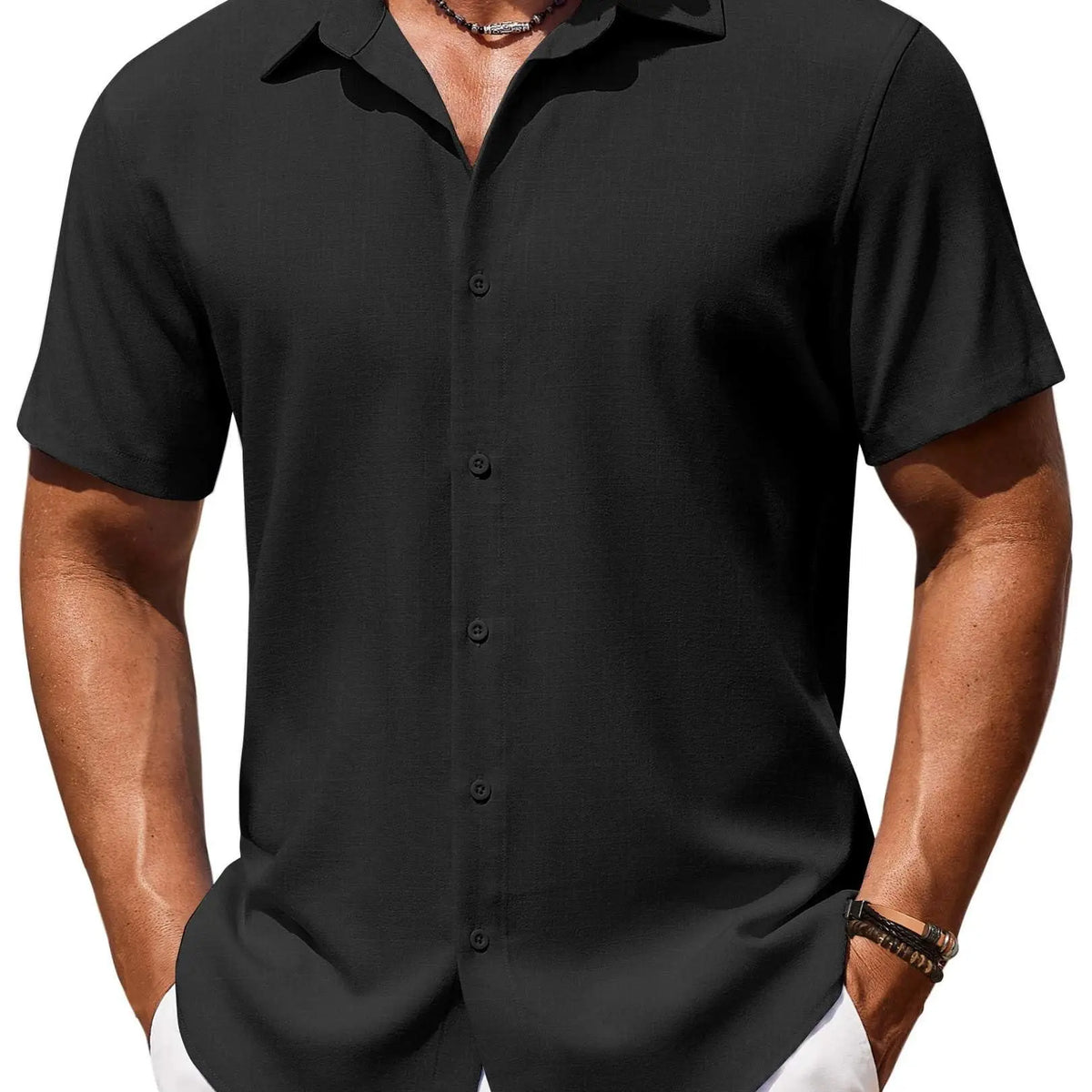 Men's Casual Short Sleeve Linen Shirt