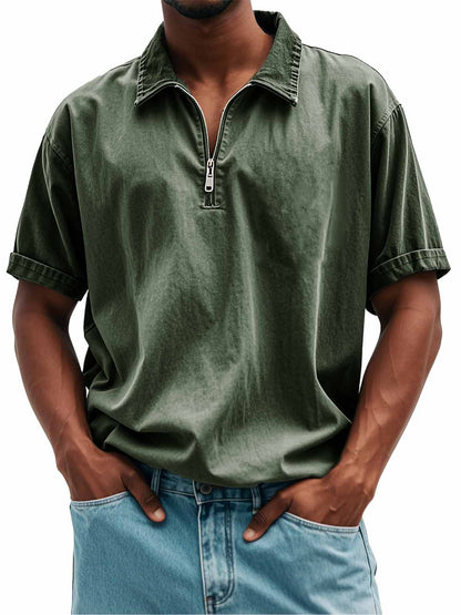 FINAL SALE⚡10 Packs for $34.99⚡Men's Fashion Retro Casual Stand Collar Short Sleeve Polo Shirt