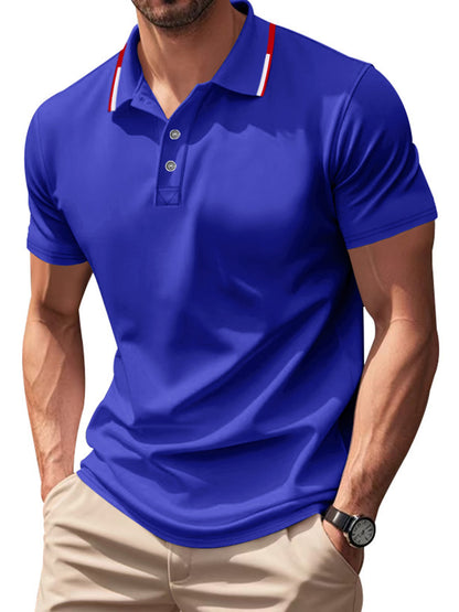 Men's Casual Contrast Color Design Quick-drying Short-sleeved Polo Shirt
