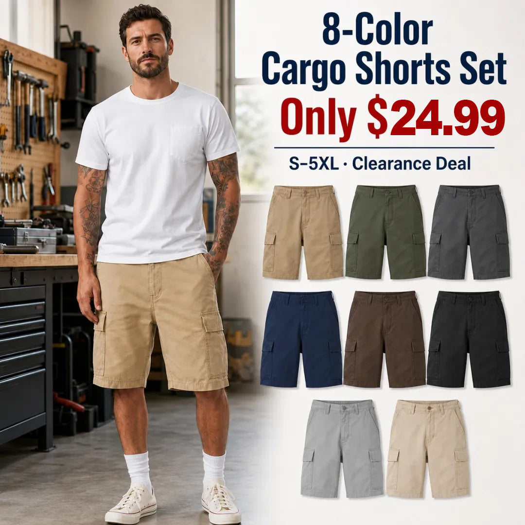 FINAL SALE⚡8 Packs for $24.99⚡- Men’s Relaxed Fit Cargo Shorts
