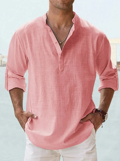 ⏰🎉Seasonal clearance — 13-pack for $29 👔Men's Cotton Linen Casual Long Sleeve Shirt